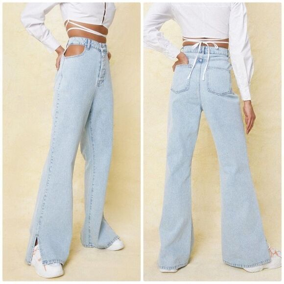 Nasty Gal Denim - NWT Nasty Gal High Waist Wide Leg Cut Out Jeans